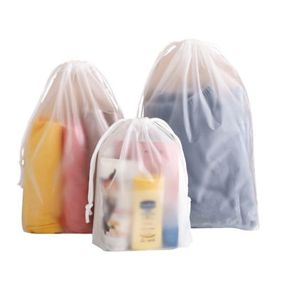 PE EVA Frosted Poly Drawstring Bags, petits sacs de cordon en plastique imperméables