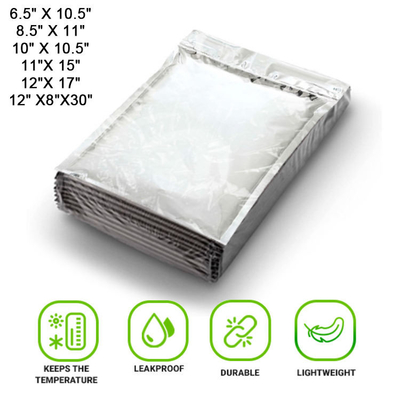 Enveloppes d'expédition isolées en argent Sacs métalliques isolés en feuille auto-collant Sacs thermiques isolants
